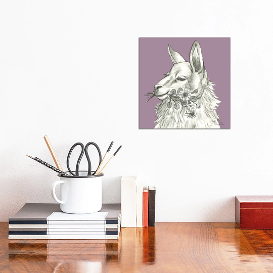 iCanvas "Watercolor Pencil Farm Color VII-Llama" by Kelsey Wilson Canvas Print