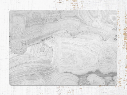 Polished Gray Marble Chair Mat, White Protective Splat Stone Vinyl Floor Decorative Gift Idea