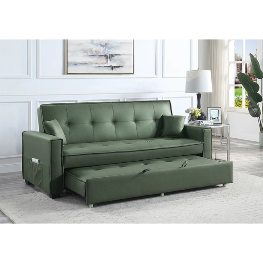 Convertible Sofa Bed Adjustable Sofa w/2 Pillows 1 Pull Out Sleeper