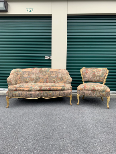 Victorian French Country Sofa & Chair 2 Pc Living Room Set Cottage Shabby Chic