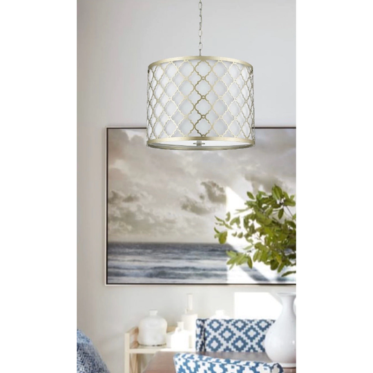 Champagne Gold Drum Pendant with 3 Lights