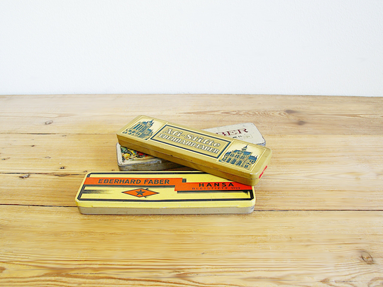 Vintage Pencil Tin, Metal Pen Case, Office Supply, Faber Castell Mars Staedtler, Industrial Office, Stationery Travel, School Teacher Gift