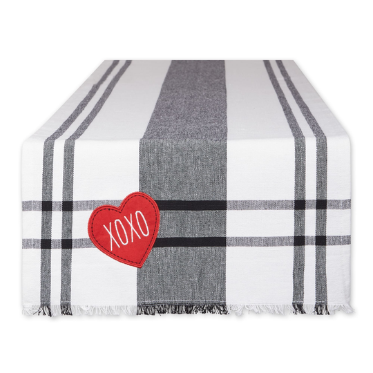 Heart Xoxo Plaid Table Runner 14x72 - Table Runner, 14x72"