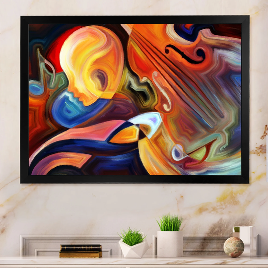 Designart 'Colorful Abstract Guitar Illustration I' Modern Framed artwork