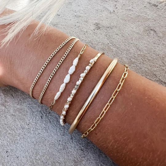 Pearl Chain Bracelet | Freshwater Pearl Bracelet, Handmade Paperclip Chain Bracelet