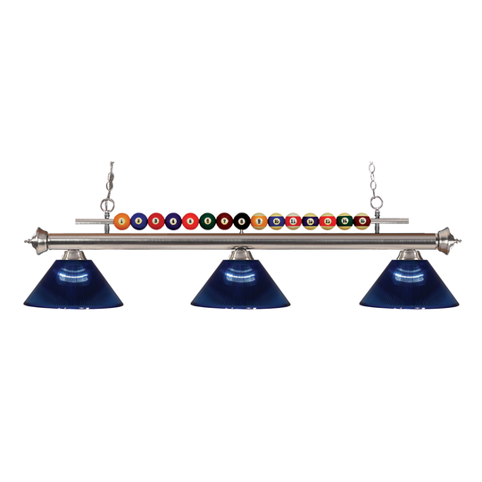Avery Home Lighting Shark 3-light Island/Billiard Acrylic Dark Blue-finished Light - Blue - Brushed Nickel