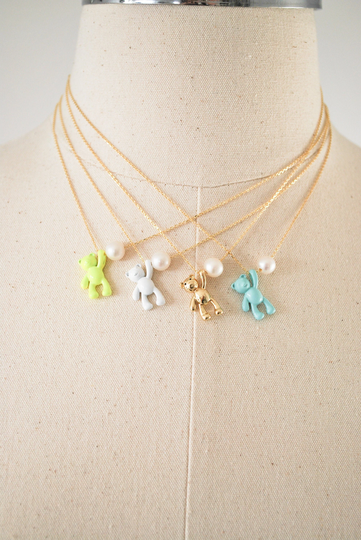 Teddy Bear Necklace, Bear Necklace, Mamma Necklace, Baby Necklace, Gummy Jewelry, Bear Pendant, Colorful Jewelry