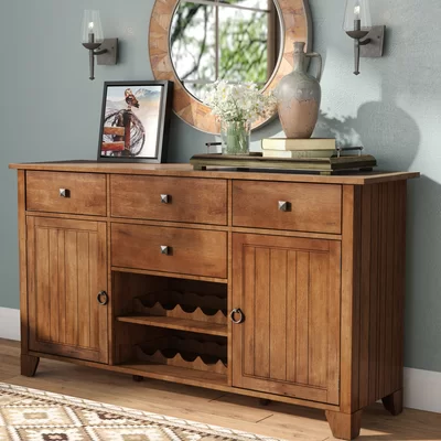 Matanzas 66" Wide 4 Drawer Rubberwood Sideboard