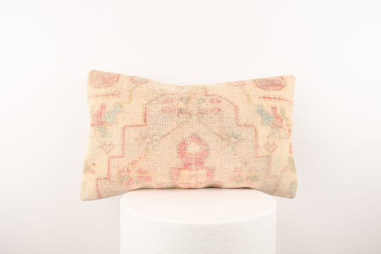Turkish Kilim Pillow, Lumbar Sofa Throw Handmade Bohemian Cushion Cover, Home Decor