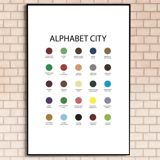 Alphabet City, Nyc Color Palette Print, New York City Wall Art Illustration, Decor, Poster
