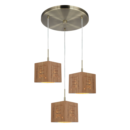 Woodbridge Lighting 14024-W3E1BB Light House 3-light Bible Cube Bamboo Mini-pendant cluster