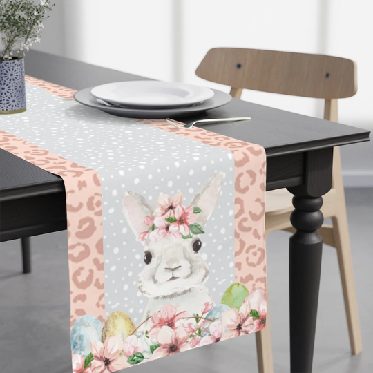 Spring Table Runner, Easter Bunny, Linens, Party Decor, Happy Easter, Gift Egg