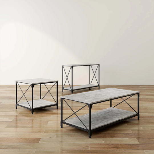 Furniture of America Eltris Grey 47-inch Coffee Table with 2 Side Tables Set