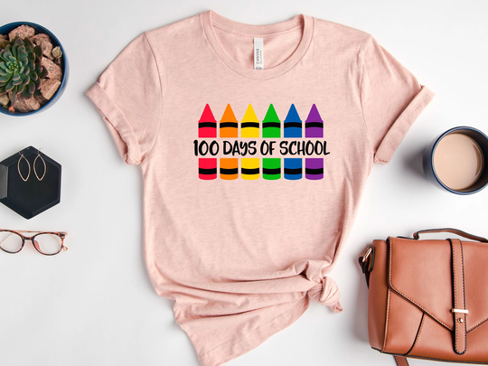 100 Days Of School Shirt, Colorful 100Th Day Funny Teacher Kindergarten Kids Preschool Shirt