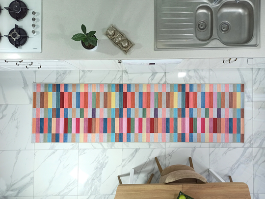 Maya | Modern Colorful Runner, Vintage Style Bohemian Living Room, Farmhouse Decor, Mid-Century, Art Deco, Pastel Colors Area & Runner Rug