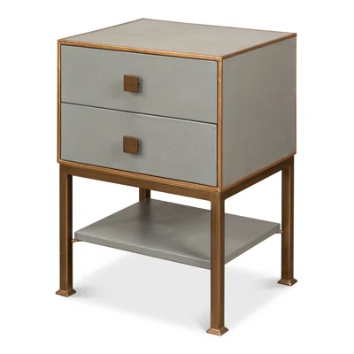 Gillian 2 - Drawer Wood Nightstand in Storm Gray/Gold