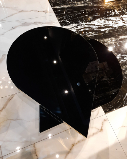 Drip Black Coffee Table, Titanium Gold Stainless Steel, Metal Modern Big Glass Table