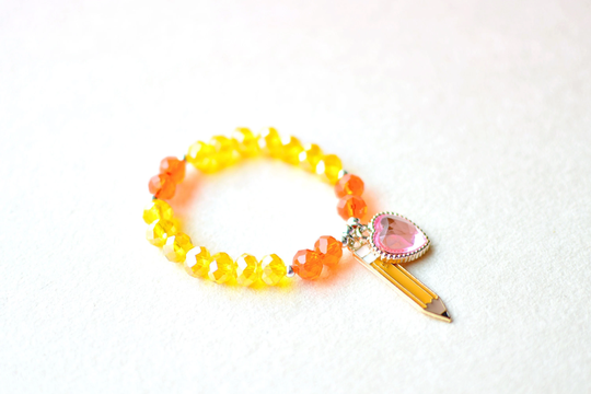 Back To School Bracelet, Teacher Pencil Charm First Day Of Little Girl Appreciation