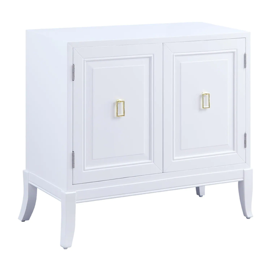 Wood Console Table with 2 Doors in White Finish