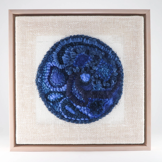 Fiber Art Color Study, Indigo | 10x10 Rug Hooking, Punching, Needle Felting