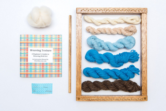Weaving Kit With Loom For Wall Art Weaving - River Rise | Blue/ Brown Colors