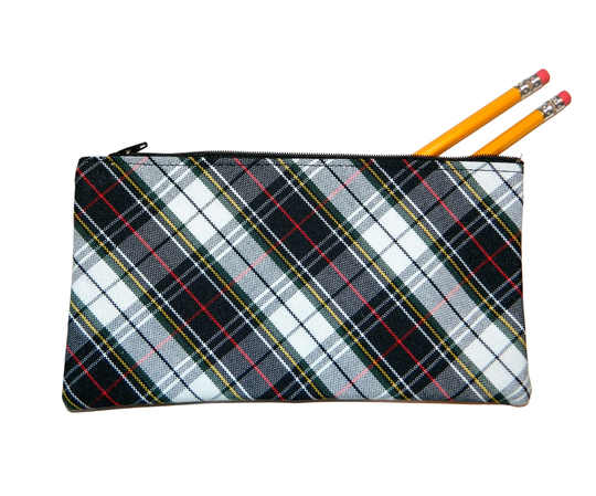 Navy, White & Red Plaid Pencil Case - 8B, Marymount Plaid, School Backpack, Uniform