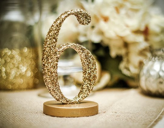 Wedding Table Numbers Glitter Number Set - Gold Or Silver Glittery Reception Decor, Signs | Gli120