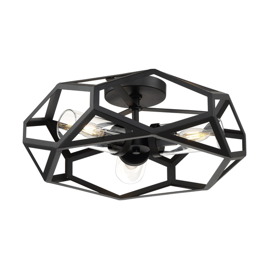 Zemi 3-Light Flush Mount with Clear Glass Black Finish