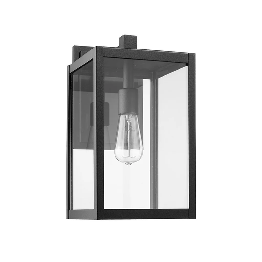 Modern Black Clear Glass Mini 1-light Outdoor Wall Lantern