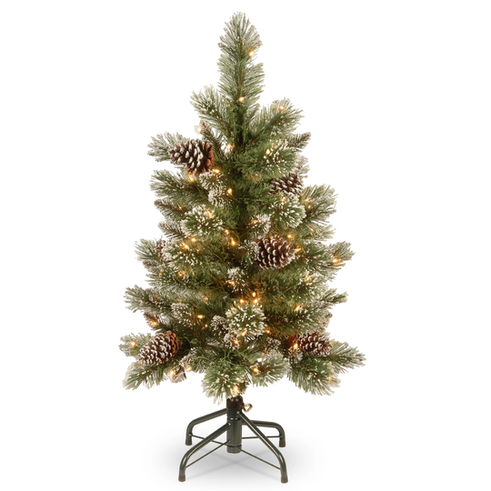 3 ft. Glittering Pine Pencil Slim Tree with Clear Lights - 3 Foot