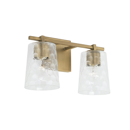 2-light 14.5-inch Bath/ Vanity Fixture w/ Clear Honeycomb Glass