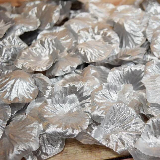 Silver Silk Rose Petals Confetti For Weddings in Bulk