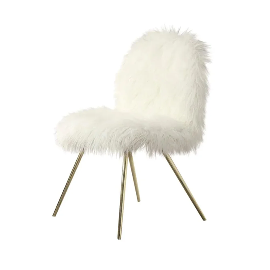Faux Fur Accent Chair in White