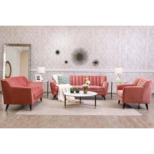 Velvet Sofa Set, 3 Pcs Sofa Set with Loveseat, Armchair, 3-Seater Sofa