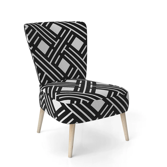 Designart 'Monochrome Geometric Pattern II' Upholstered Mid-Century Accent Chair