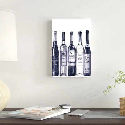 Wine Cellar III Navy by Avery Tillmon - Wrapped Canvas Painting Print
