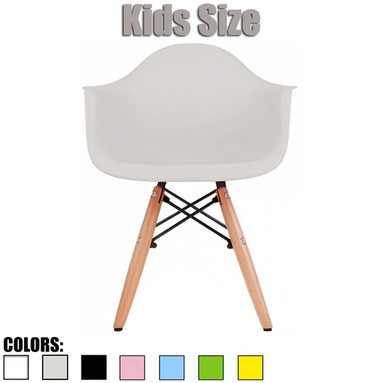 2xhome Light Gray Kids Plastic Chair With Arms Armchair For Dining Kitchen Living Desk School Modern Eiffel Wood Dowel Leg