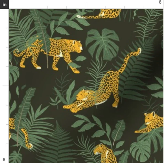 Leopards in Forest Fabric By The Yard | Jungle Park Leopard Animal Exotic Animals