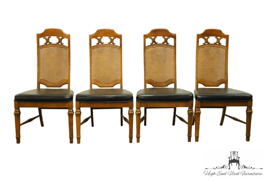 Set Of 4 Stanley Furniture Italian Provincial Pecan Cane Back Dining Side Chairs 525-192