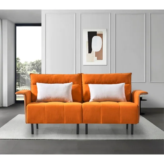 Sofa Couch, Suede Mid-Century Tufted Love Seat for Living Room(ORANGE)