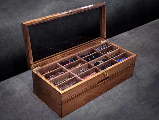 Luxury Wooden Eyeglasses Box, Handmade Eyeglass Display Case, Box With Drawer, Storage, Gift For Her, Eyewear Holder
