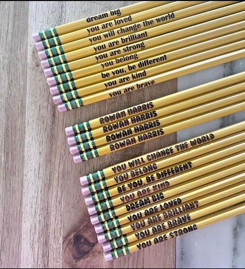 Positive Affirmation Pencil, Personalized Engraved Pencils, Custom Back To School Gift, Teen Kids Birthday Gift