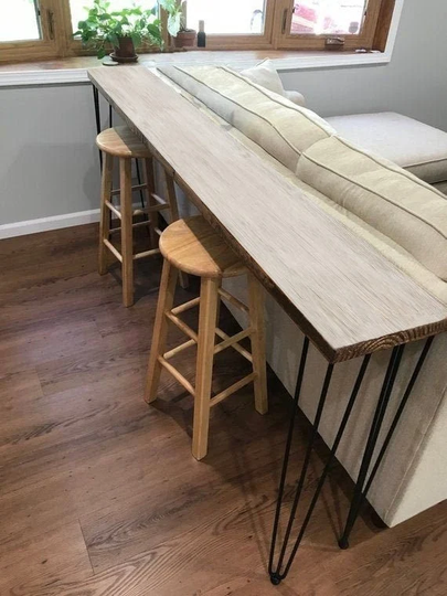 Solid Wood Bar Table With Hairpin Legs, Sofa Bar, Wine Wooden Table, Entrance Hall Buffet Home