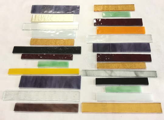 Various Colorful Strips Up To 6" Stained Glass T04