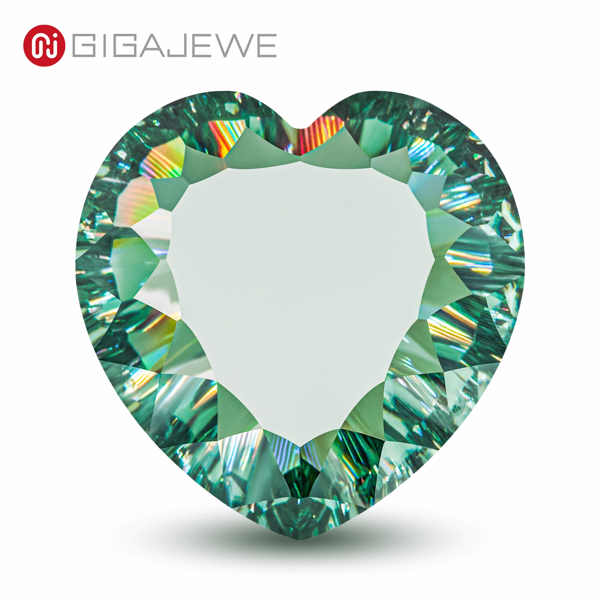 Gigajewe Green Color Concave Heart Cut Moissanite Loose Vvs1 Synthetic Gemstone By Excellent For Jewelry Making & Gift