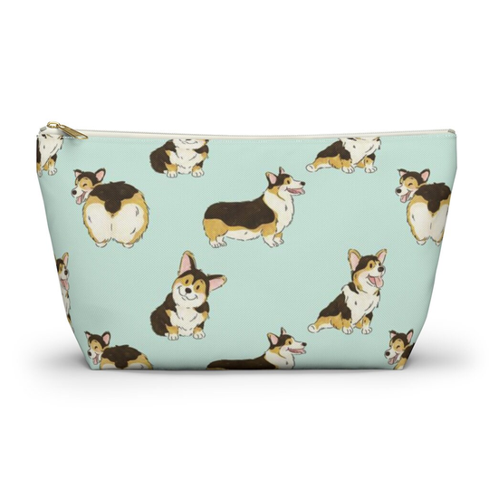 Corgi Pouch, Pencil Case, Dog Custom Teacher Bridesmaid Cosmetic Bag, Pembroke Welsh Mom Makeup Accessory Pouch