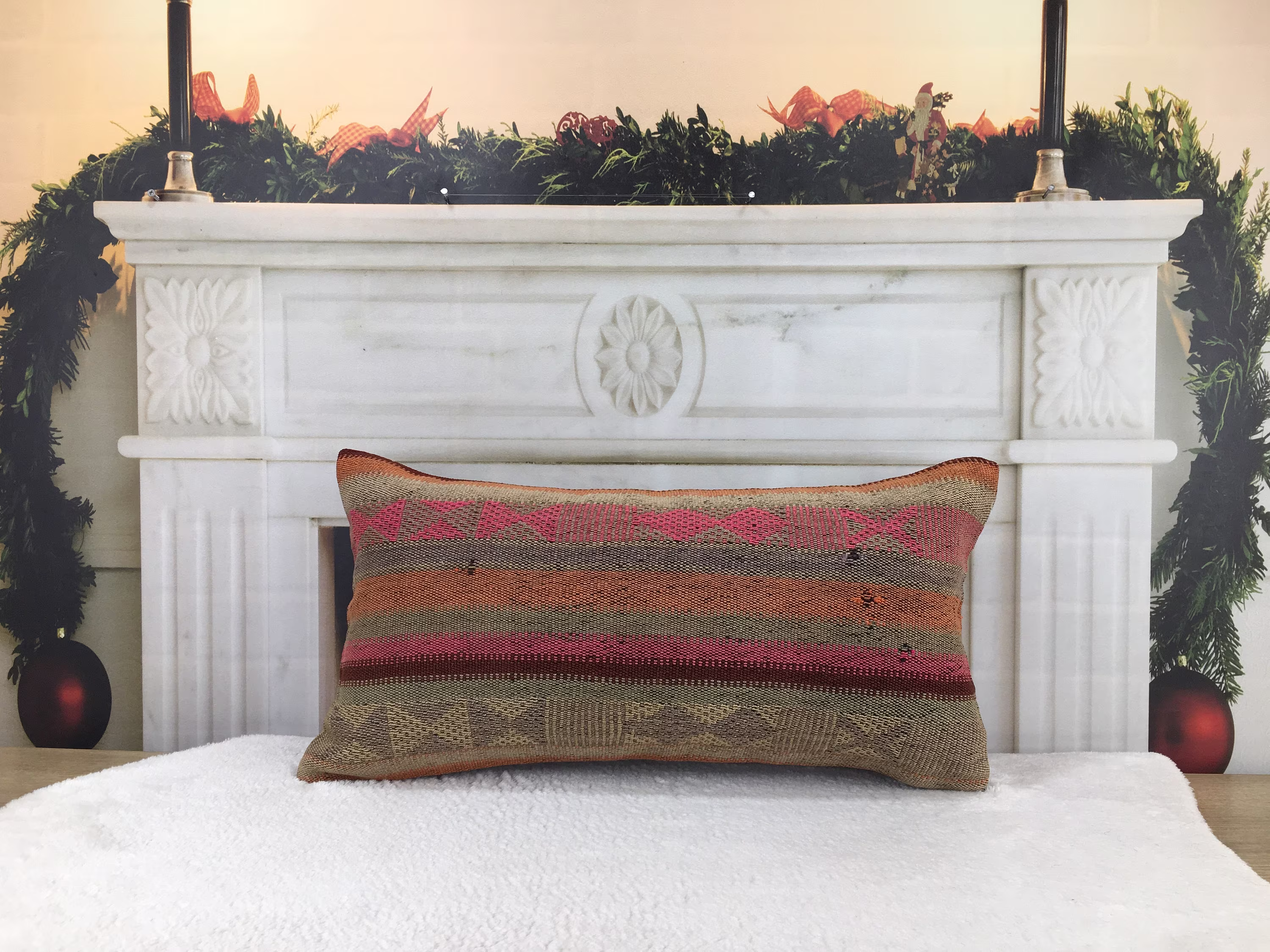 Sofa Kilim Pillow, Cover 12 X 24, Decorative Throw Handmade Kilim, Cushion, Cover, 1905