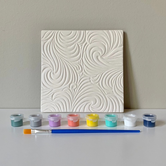 Swirl Texture Tile, Painting Kit, Tile Diy Paint Ready-To-Paint Ceramic, Art Kits For Kids, Kids Kits, & Craft Supplies