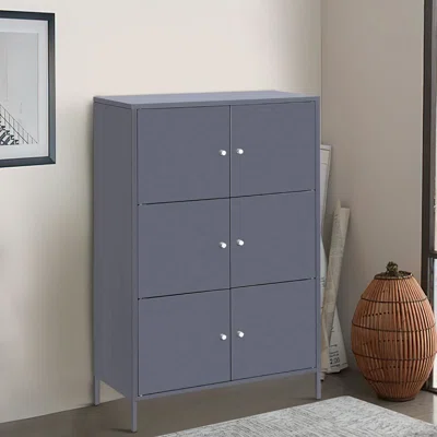 Sundquist 44 Inch Metal Storage Organizer, 6 Cabinets, Magnetic Locks, Gray