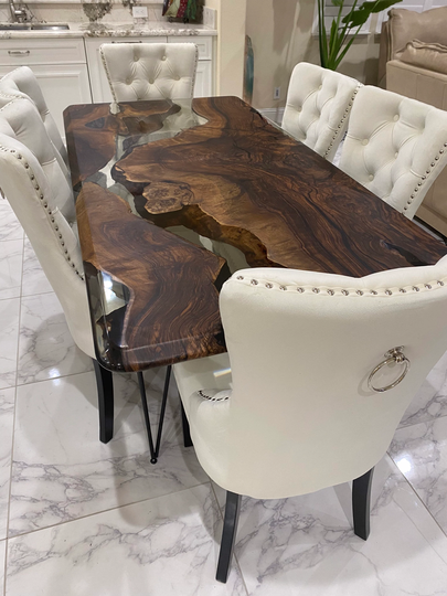 Live Edge Table, Wooden Custom 72" X 36" Walnut Clear Epoxy River Resin Order For Sylvia 2